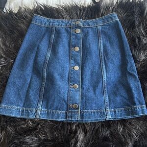 Topshop Blue Denim A-Line Skirt